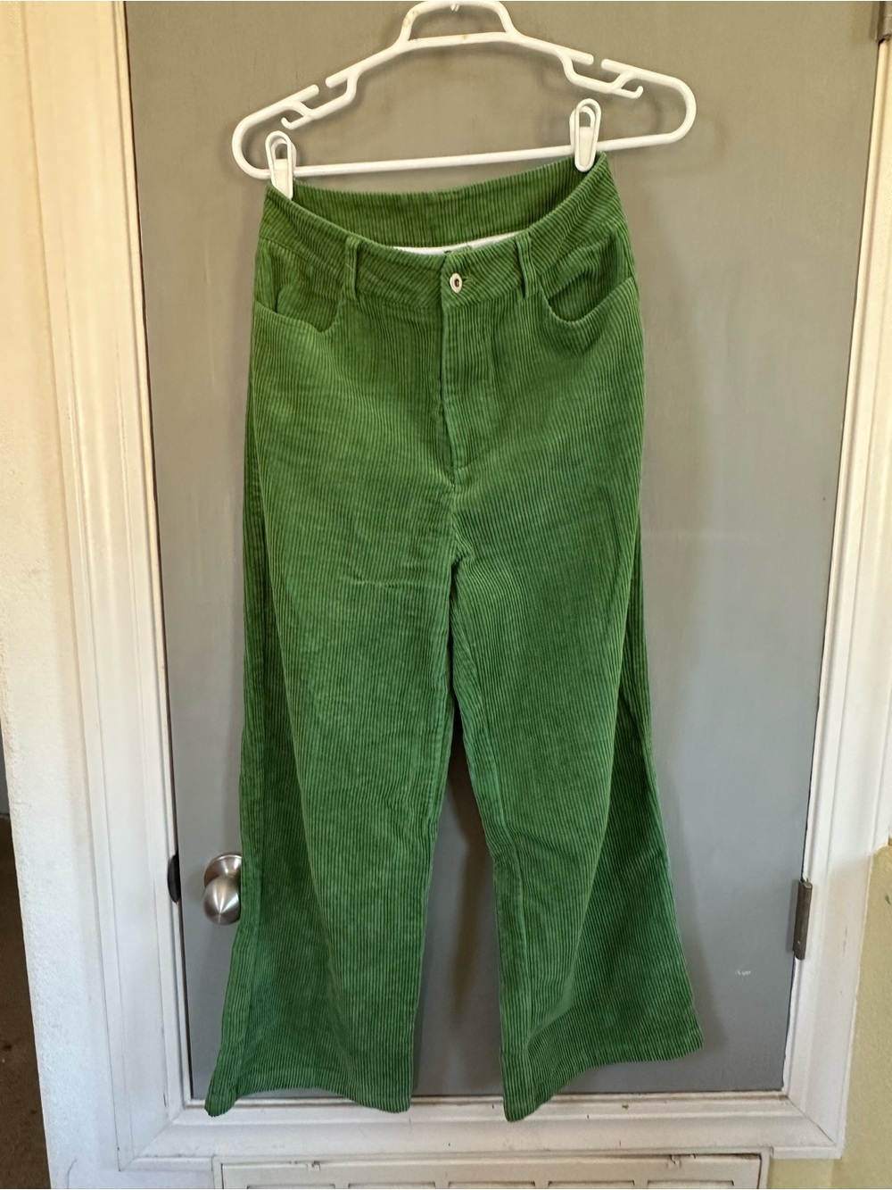 Cider Green Wide-Leg Corduroy Pants